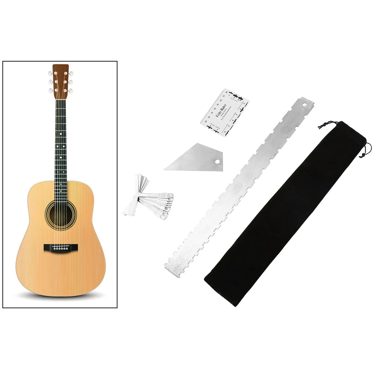 Steel Understring Radius Gauge Luthier Tool Notched Measuring Feeler Neck Action Ruler Kit for Electric Bass Guitar Accessories