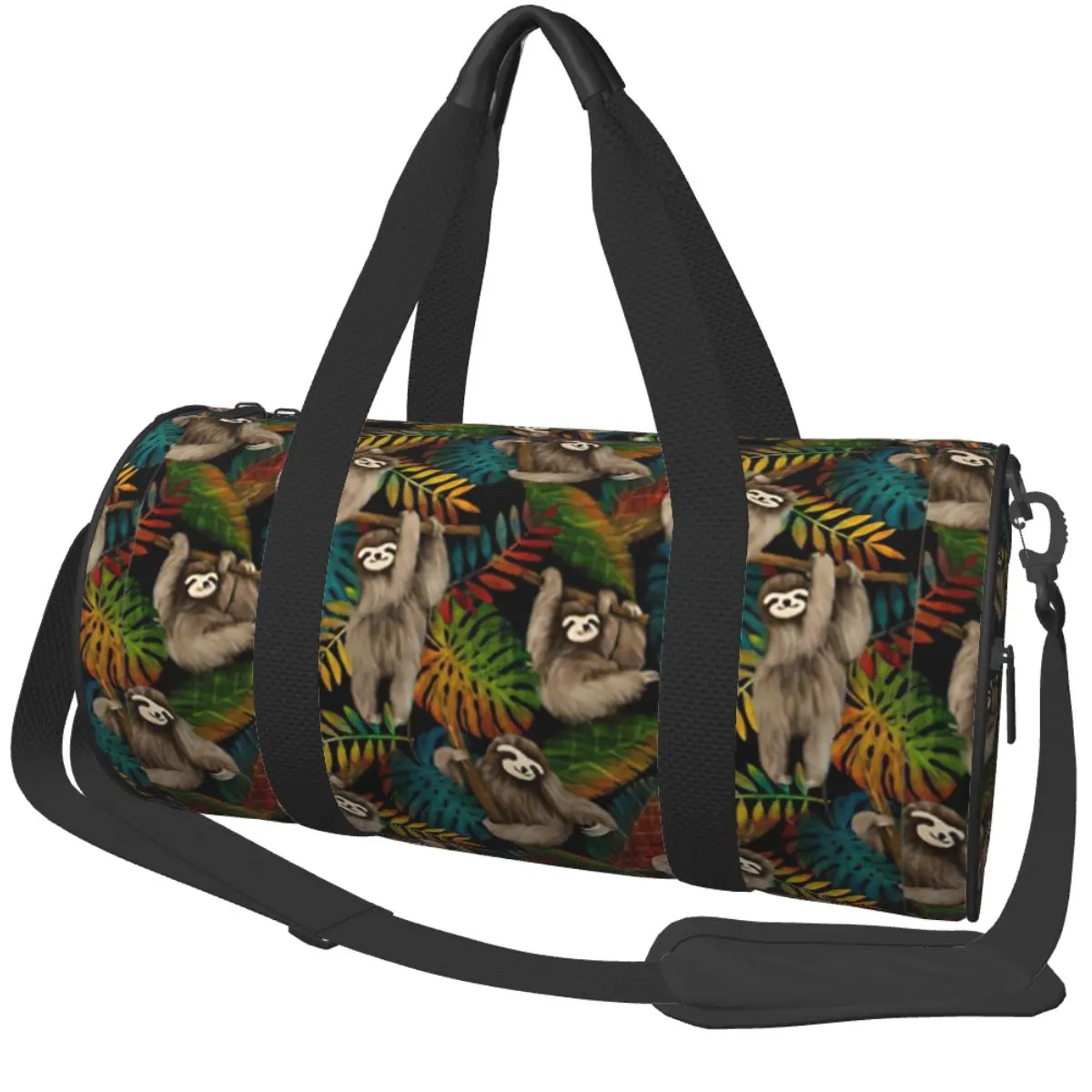 Sloth With Rainbow Leaves Gym Bag Cartoon Cute Luggage Sports Bags Male Female Printed with Shoes Fitness Bag Outdoor Handbags
