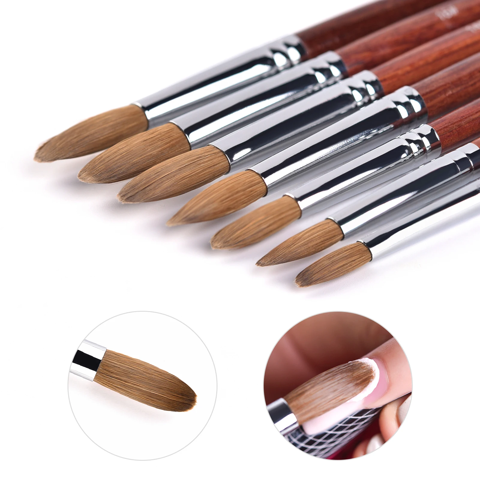 

5Pcs 100% Kolinsky Nail Brush Size 2-18# Good Quality Red Wood Round Head Acrylic Nail Brush Gel Builder Manicure Drawing Tool