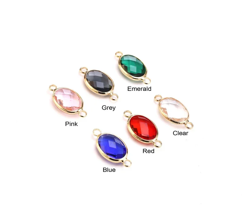 6pcs Oval Diamond Connector, Faceted Crystal Necklace Pendant, 21.8x10.5mm, Jewelry Making - RP243