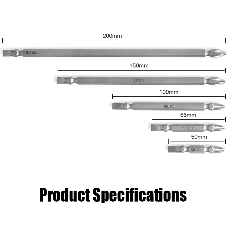 50mm-200mm duplo terminado chave de fenda elétrica bit magnético 6mm cruz ph2 cabeça dupla lote impacto cabeça motorista elétrico