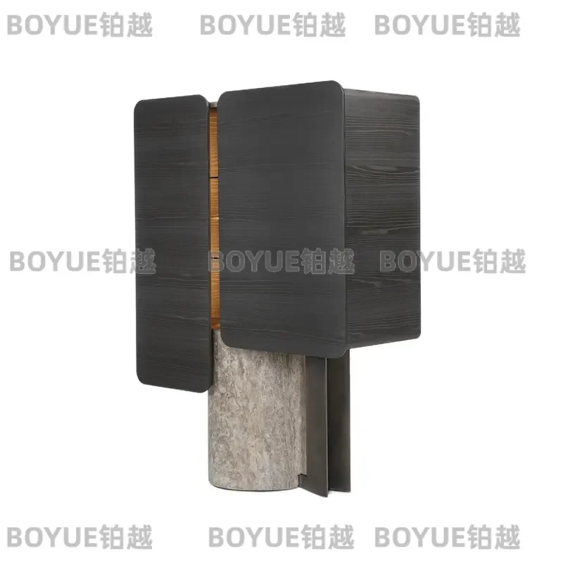 Luxury Solid Wood Wine Cabinet with LED Light Modern Wall Mounted Sideboard Storage Locker for Dining Room Villa Home Decor