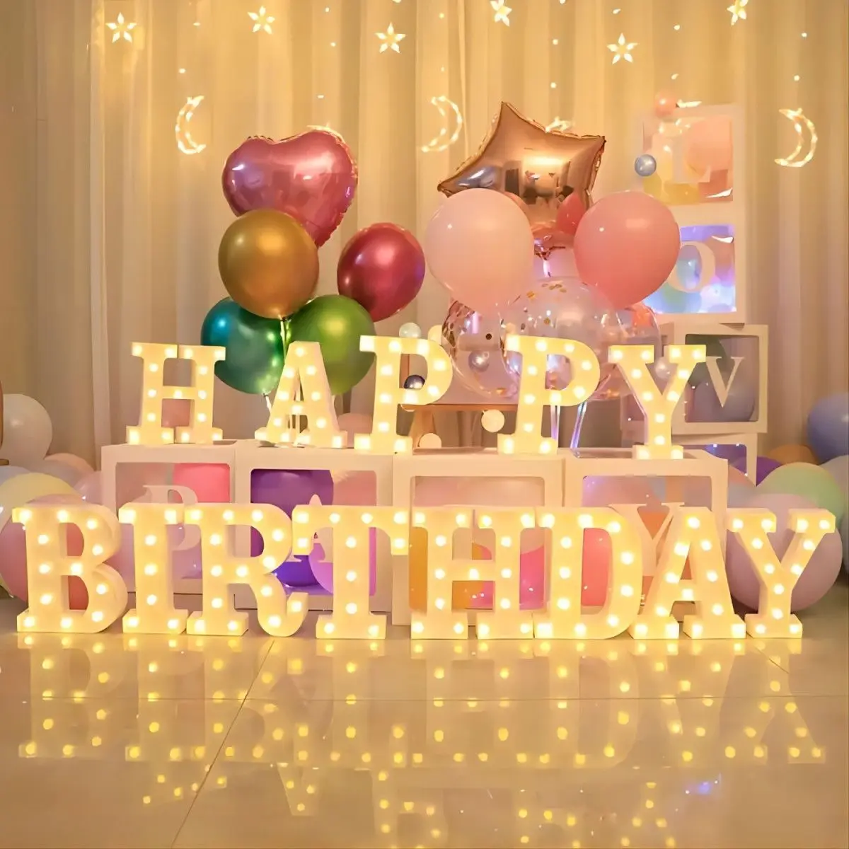 Happy Birthday Atmosphere Light Luminous Word Battery MARRYME Luggage Proposal LED Light Holiday Letter Light LOVE