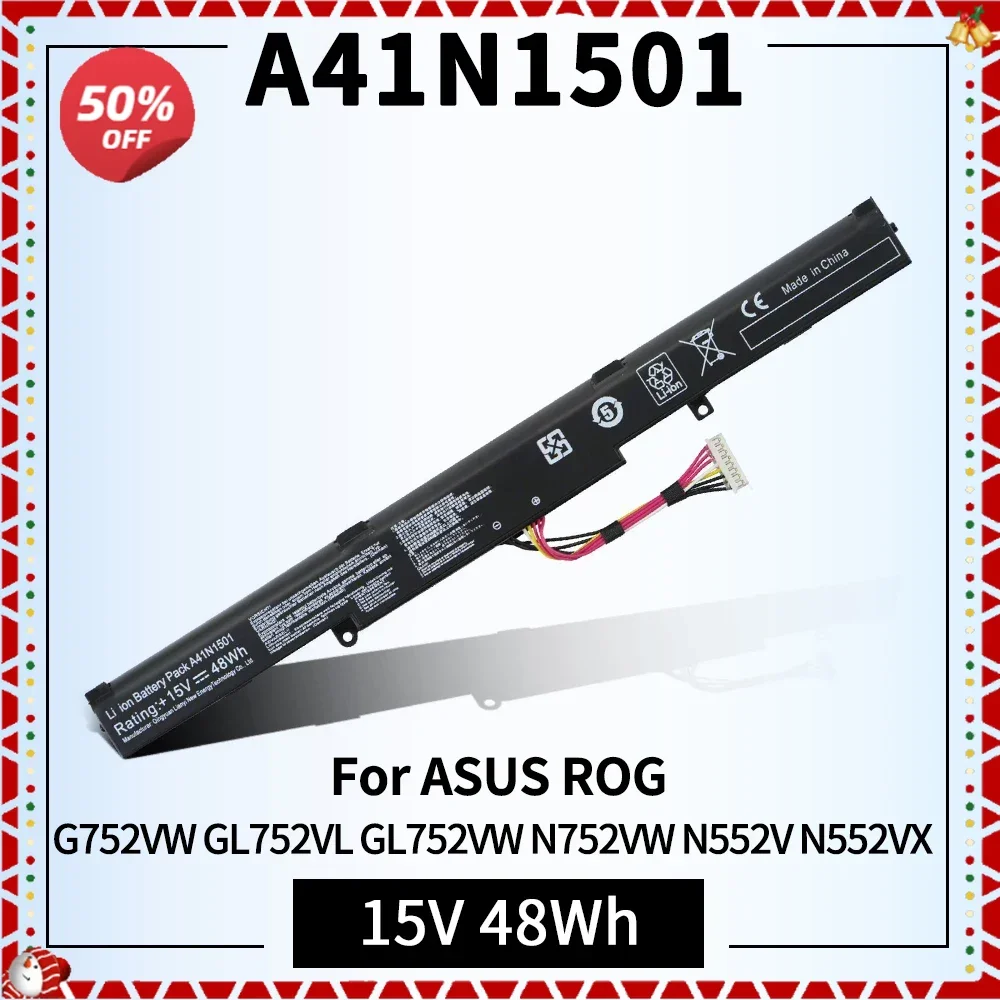 

A41N1501 Laptop Battery 48Wh Replacement for ASUS ROG G752VW GL752VL GL752VW N752VW N552V N552VX N752V Series A41LK9H L41LK2H