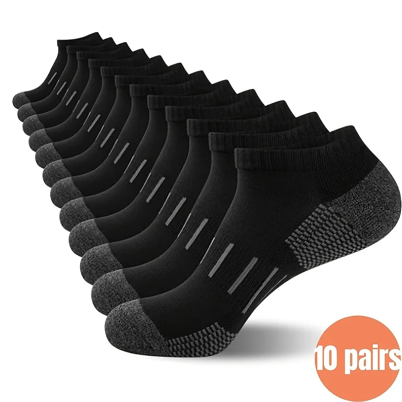 10 Pairs Men's Ankle Socks Heel Breathable Sport Short Sock Thin Casual Low Cut Sock for Running Gym Daily Wear