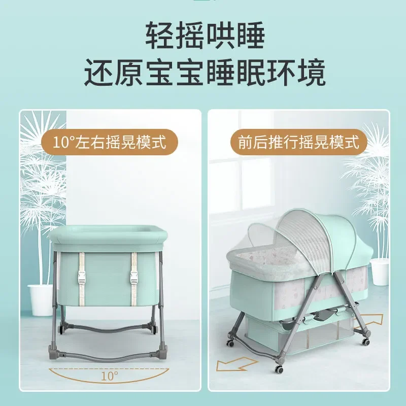 Movable Crib Foldable Height Adjustment Splicing Big Bed Baby Cradle Bed Bb Bed Anti-spill Milk Portable