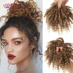 HUAYA Synthetic Afro Puff Kinky Curly Chignon Elastic Chignons Hairpiece Heat Resistant Hair Extensions For Women Gray Black