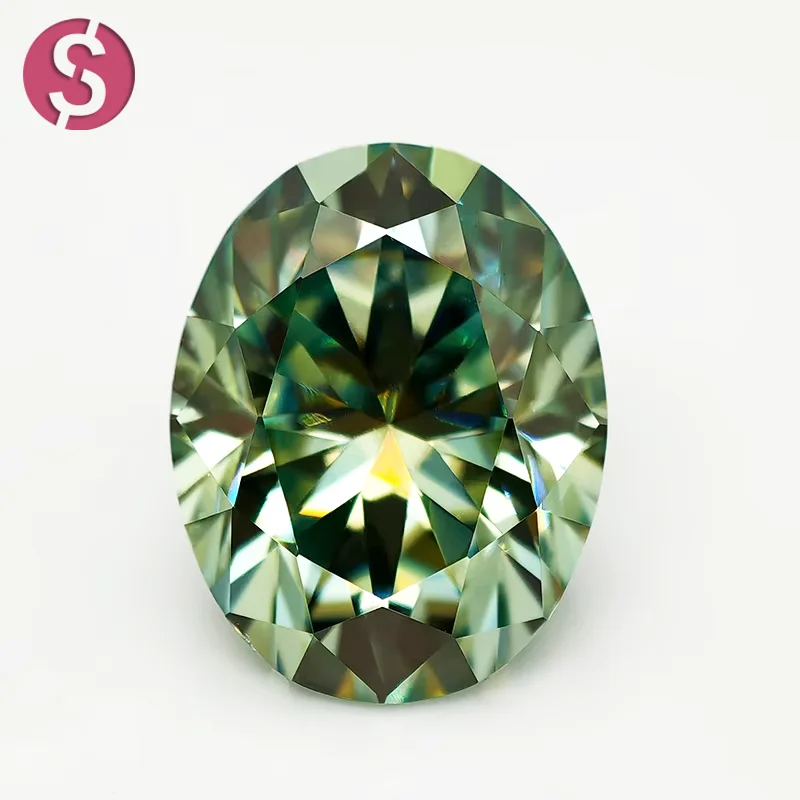 

Never Fade Green Colored Oval Cut Moissanite Loose Stone Pass Tester with GRA Certificate For Fashion Jewelry Making