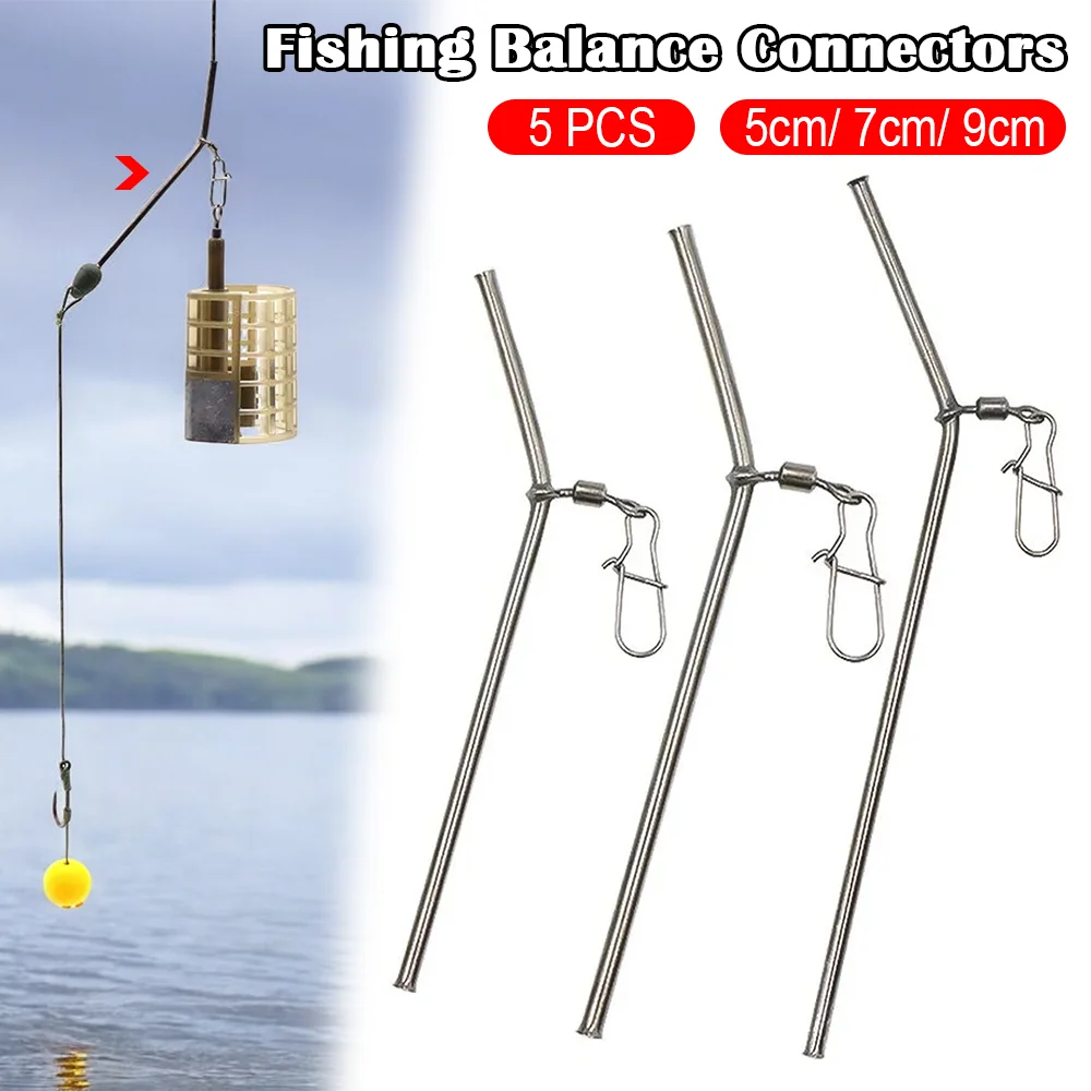 

5/10Pcs Fishing Balance Connectors Tackle Fishing Anti-Tangle Feeder Boom Brass Tube Fishing Sinker for Light Fish 5/7/9cm