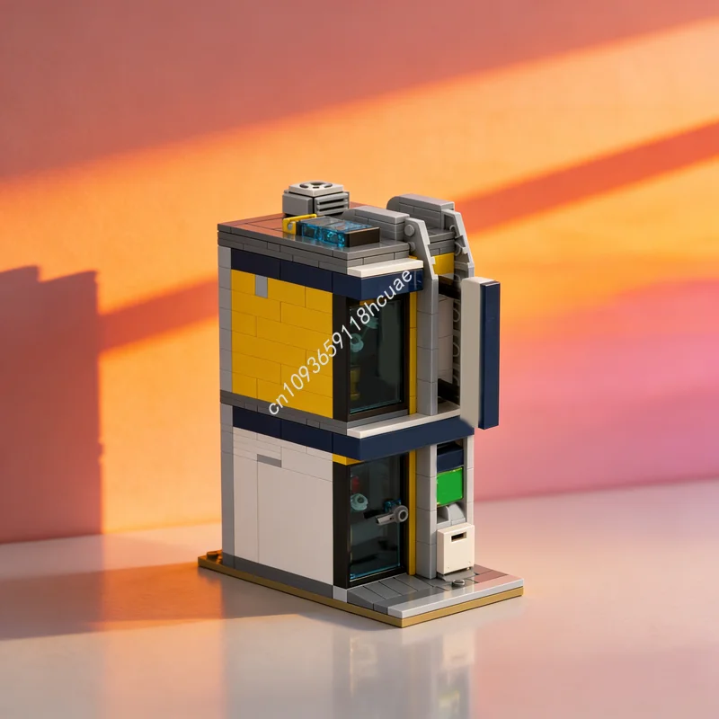 

Набор строительных блоков MOC Midi City Bank, 383 детали, для сборки, творческий подарок на Рождество, развивающая игрушка, конструктор