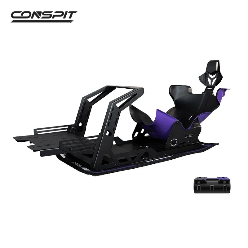 CONSPIT FP-Lite Racing Simulator Cockpit Stand (with/without  Vibration Module) + Purple/White  Seat + Headrest