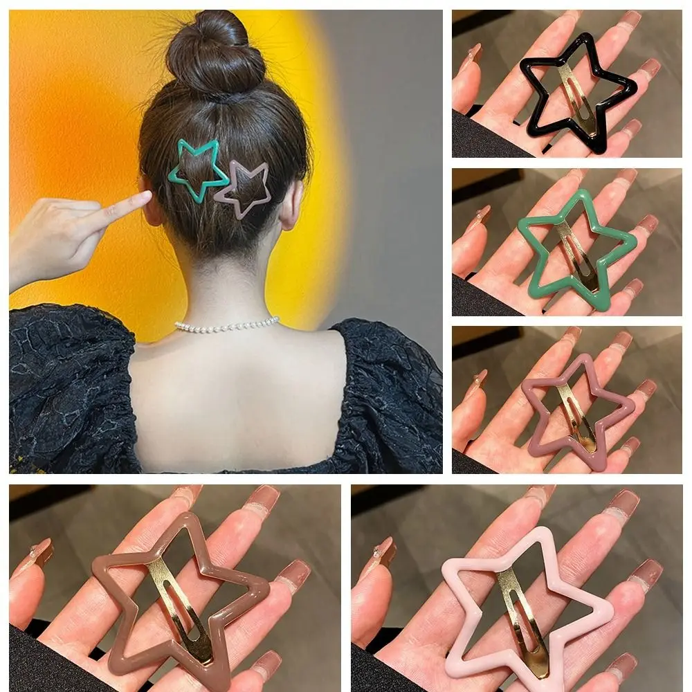 Cute Pentagonal Star Star BB Hair Clip Alloy Metal Side Barrettes Headwear Hollow Y2k Hairpin Streetwear