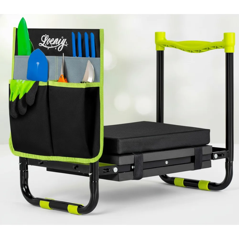 

10.8" Wide Foldable Garden Kneeler Seat with Tool Pouch, Heavy Duty Gardening Stool for Seniors & Parents
