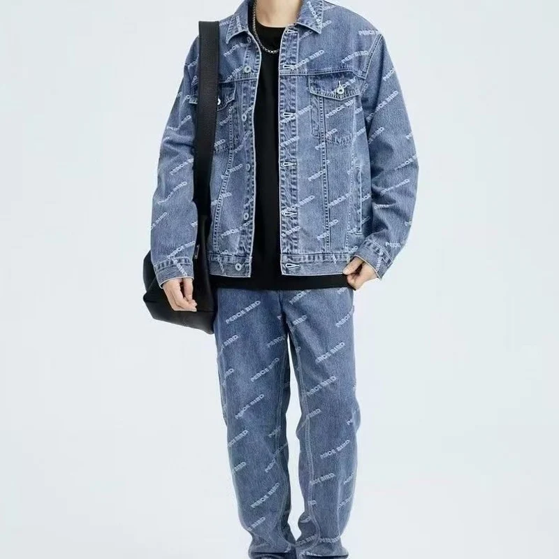 

Spring Autumn Denim Clothing Set For Men Stylish Jacket Jeans 2-piece Set Fashion Denim Jacket Jeans Sets
