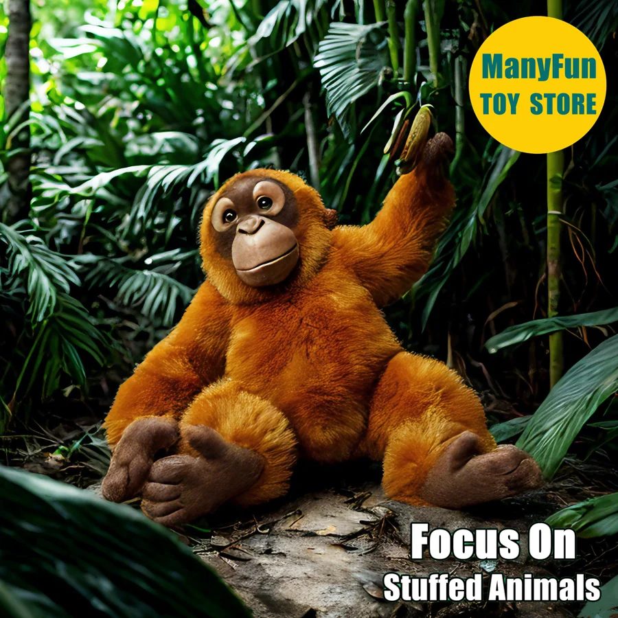 Realistic Orangutan Plush Toy - Lifelike Bonobo Gorilla Stuffed Animal, Soft Chimpanzee Plushie, Ape Simulation Doll Collectors