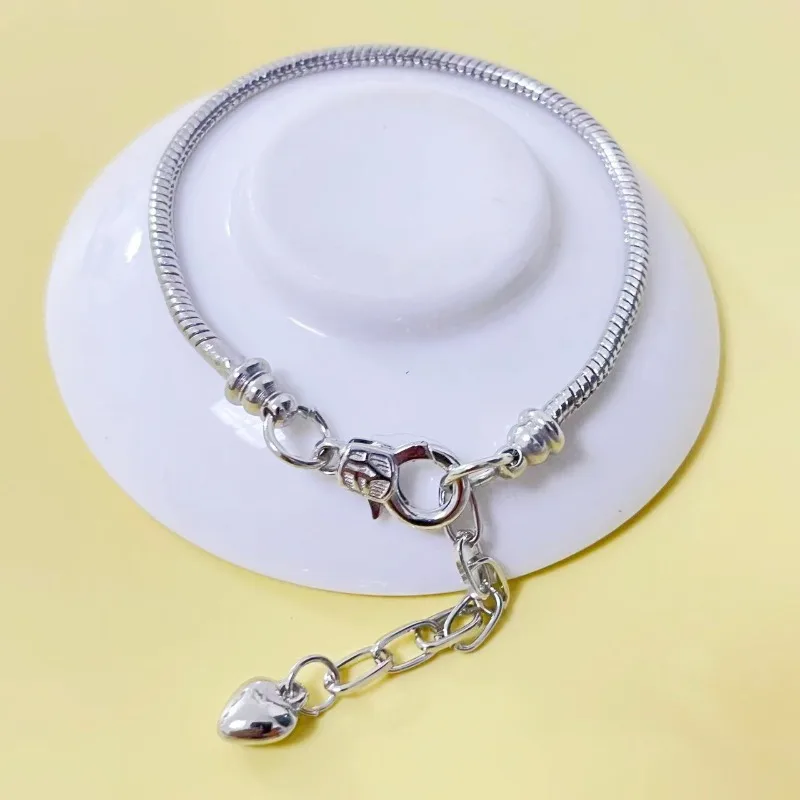 1 pçs feminino prata coração cobra osso corrente pulseira personalizado amor pingente simples romântico ajustável versátil