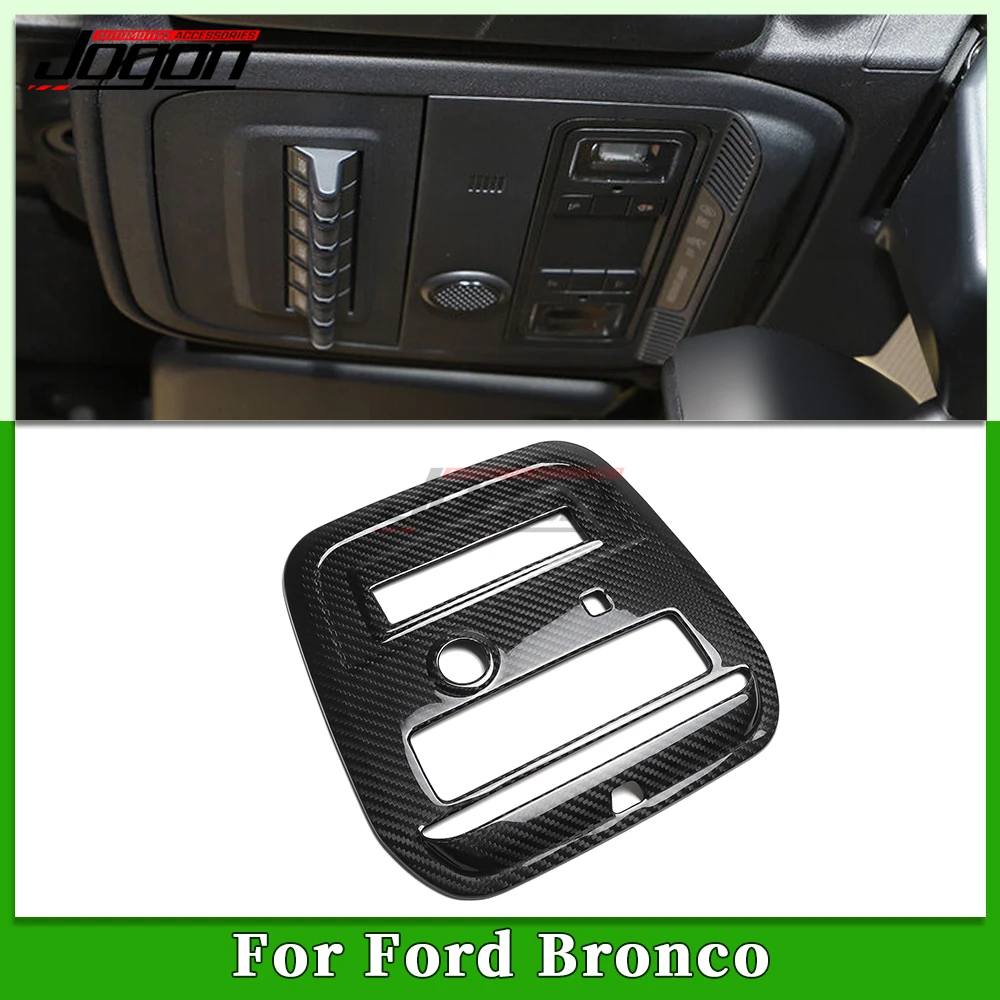 Carbon Fiber For Ford Bronco Raptor Outer Banks 2021-2024 Car Interior Roof Control Reading Lights Lamp Cover Trim Accessories