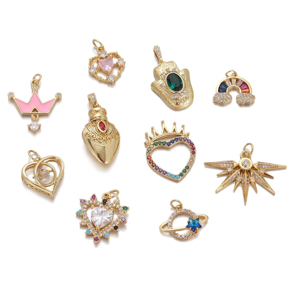 

Модный Медный кулон в форме сердца и звезды с радужным кулоном для женщин и мужчин, хрустальное ожерелье ручной работы «сделай сам», аксессуары для изготовления ювелирных изделий, подарки