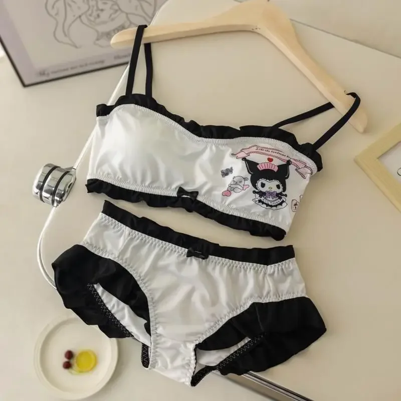 Sanrio Hello Kitty cinnamoroll boxer Women Cute Underpant Bras Briefs 2Pcs Sets without Steel Support Triangle Sweet Lingerie