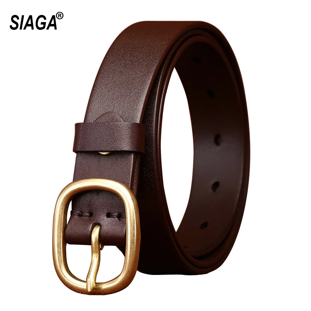 

Top Quality Solid Cowskin Leather Brass Pin Buckle Belts for Women 2.8cm Wide