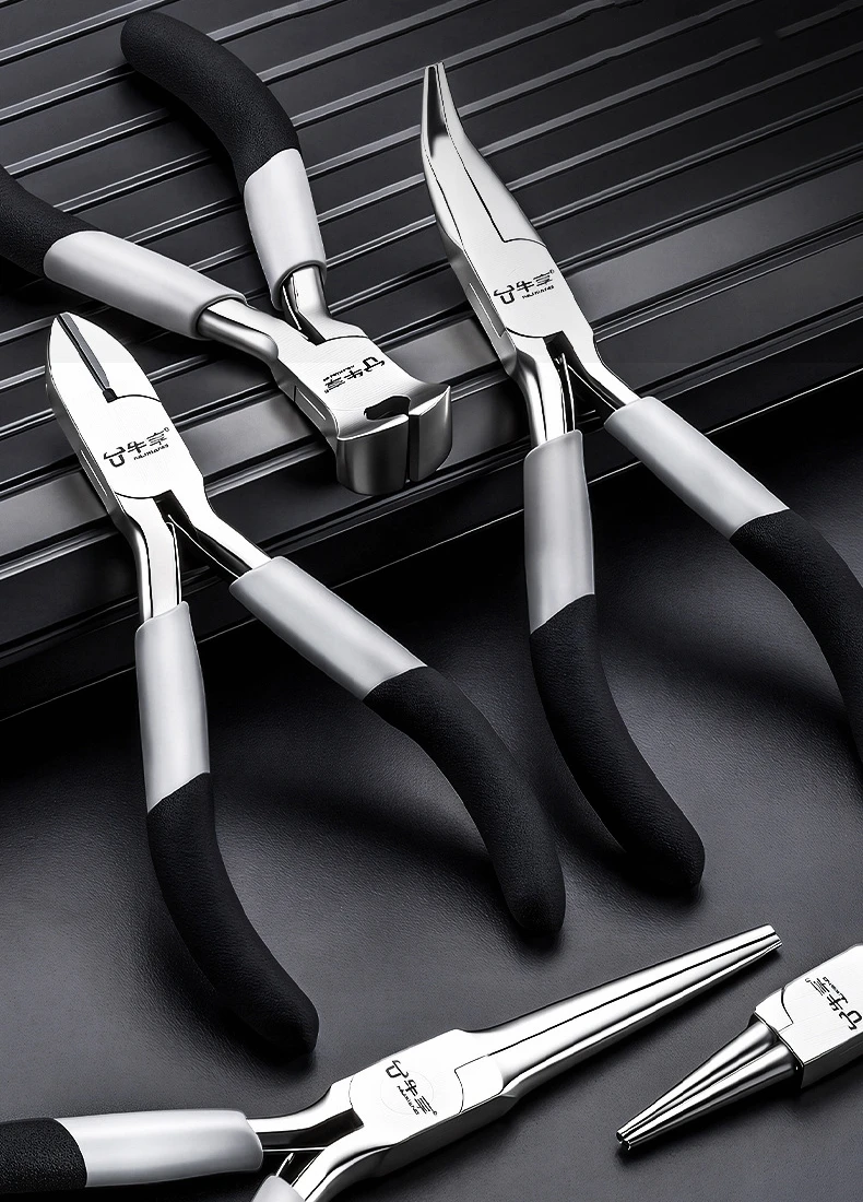 Mini Multifuncational Plier Pointed Round Bent Needle Nose Cutter Oblique Mouth Pliers Flat Mouth Wire Binding Jewelry Plier Set