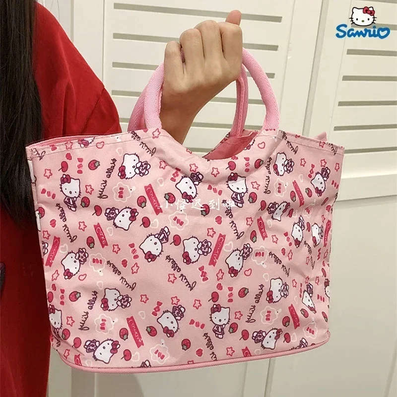 

Sanrio, Hello Kitty Мультяшные сумки, сумка для хранения, кавайная вместительная сумка-тоут, сумки для покупок для мамы, подарки, многоразовая сумка