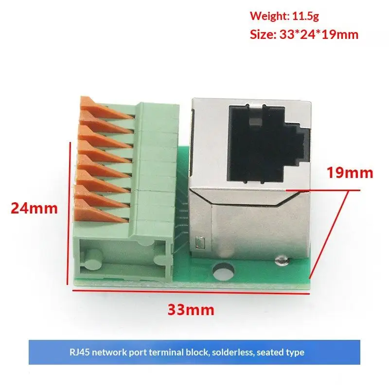Data Adapter Board Female Socket Guide Rail Installation Terminals Connector RJ45 Network Port Terminal Block Welding Free