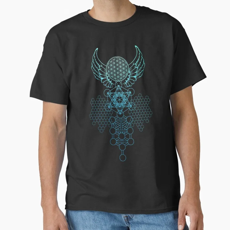 

Abstract Sacred Geometry Flower of Life Symbol Gift t shirt for man Large size Tops Graphic Print men's Clothes