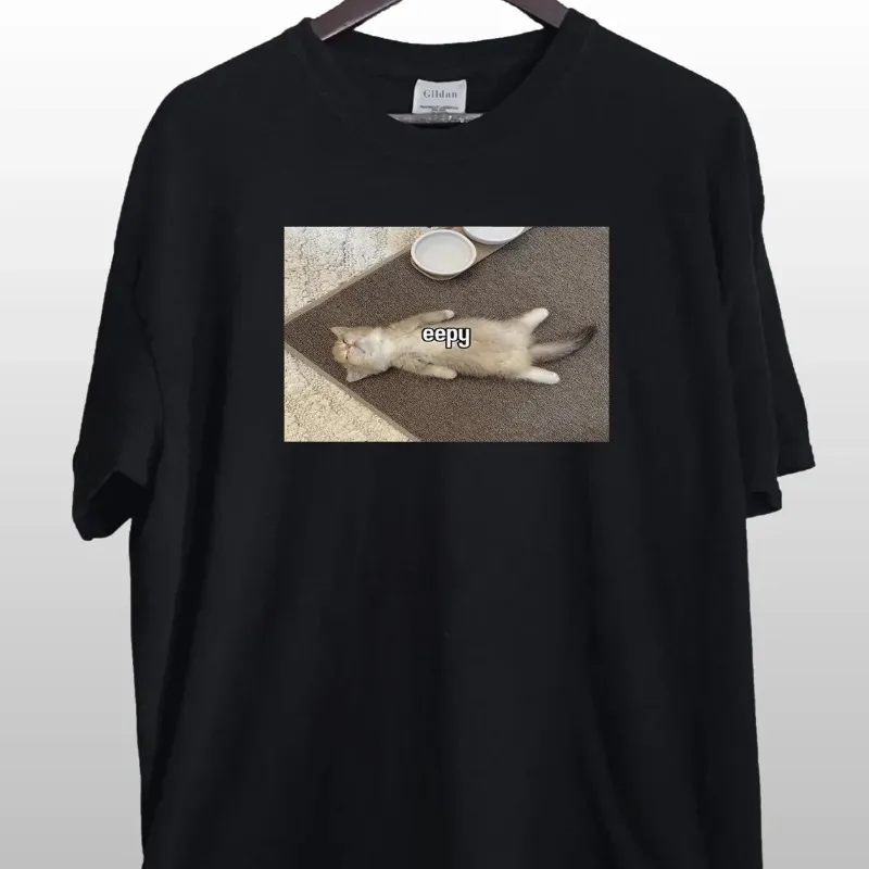 

Cat Meme Women's Plus Size Short Sleeved Cat Short Sleeved Simple Versatile Top Fun Black and White Comfortable Home Wear