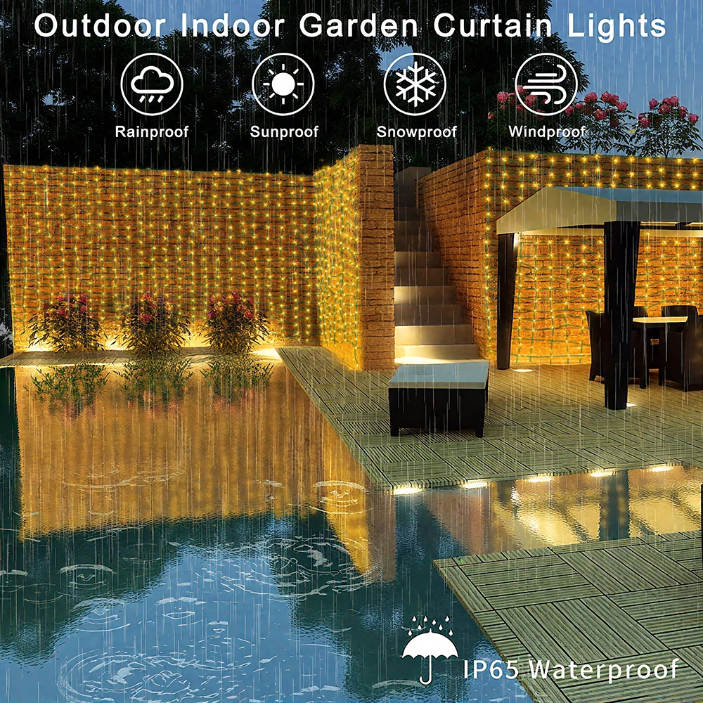 في الهواء الطلق شبكة ضوء RGB + IC شبكة ذكية ضوء DIY الرسم 400 المصابيح 64 طرق IP67 مقاوم للماء مناسبة ل فناء أضواء الحديقة