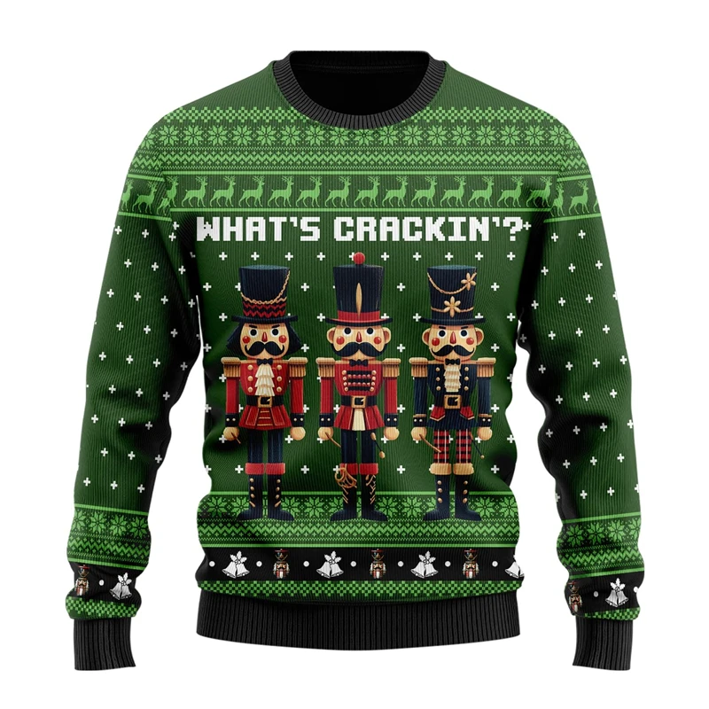 Cute Nutcracker 3D Printed Ugly Christmas Sweater For Women Clothes Casual Man Streetwear Female Y2k Sweatshirts Crewneck Tops