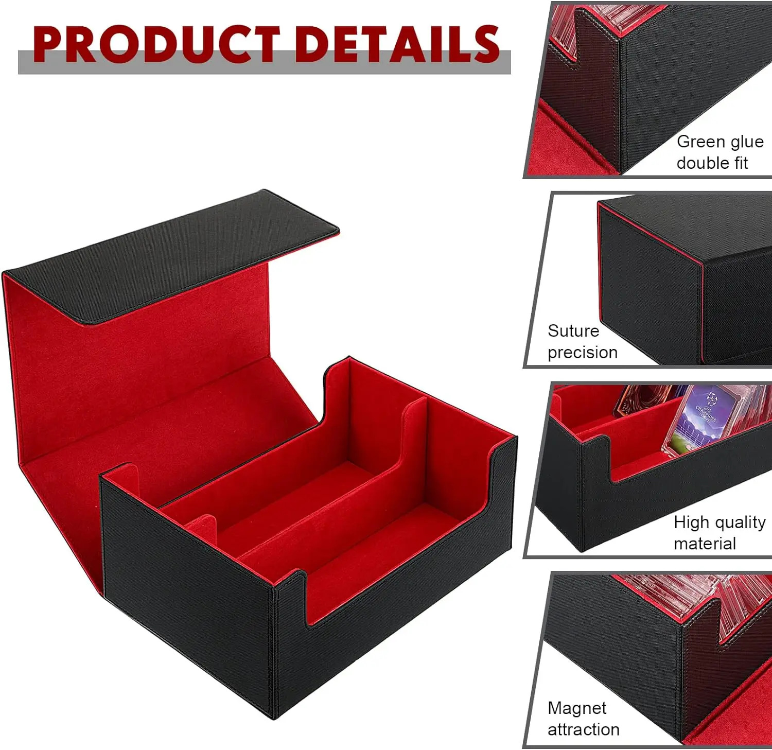 2 Rows Deck Card Storage box Board Game Trading Cards Box Holding for 72 Magnetic Card Compatible with PTCG MTG YGO TCG Loader