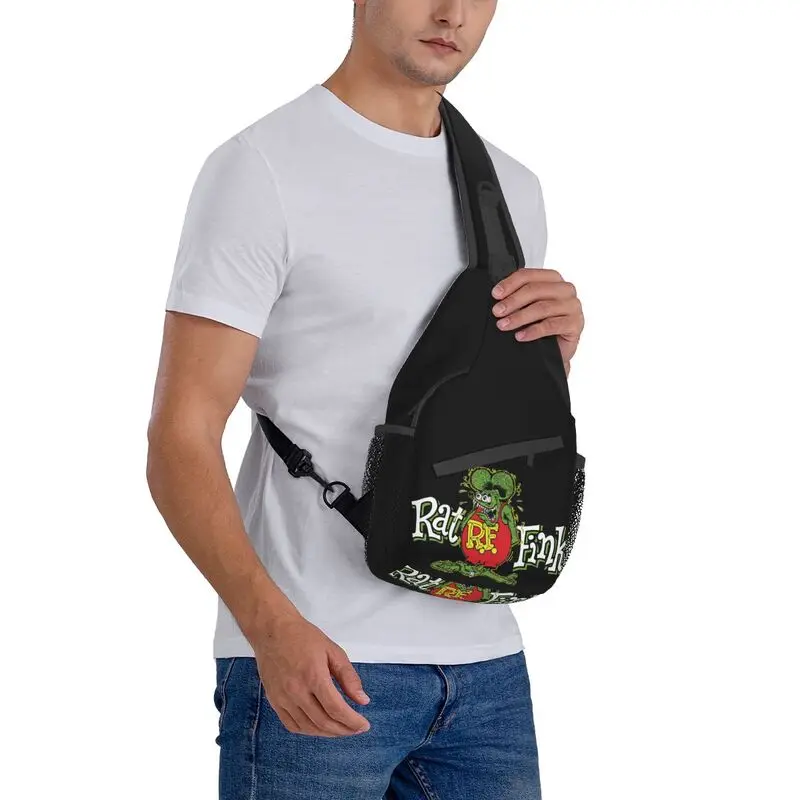 Casual Anime Cartoon Rat Fink Crossbody Sling Backpack Men Shoulder Chest Bags for Camping Biking