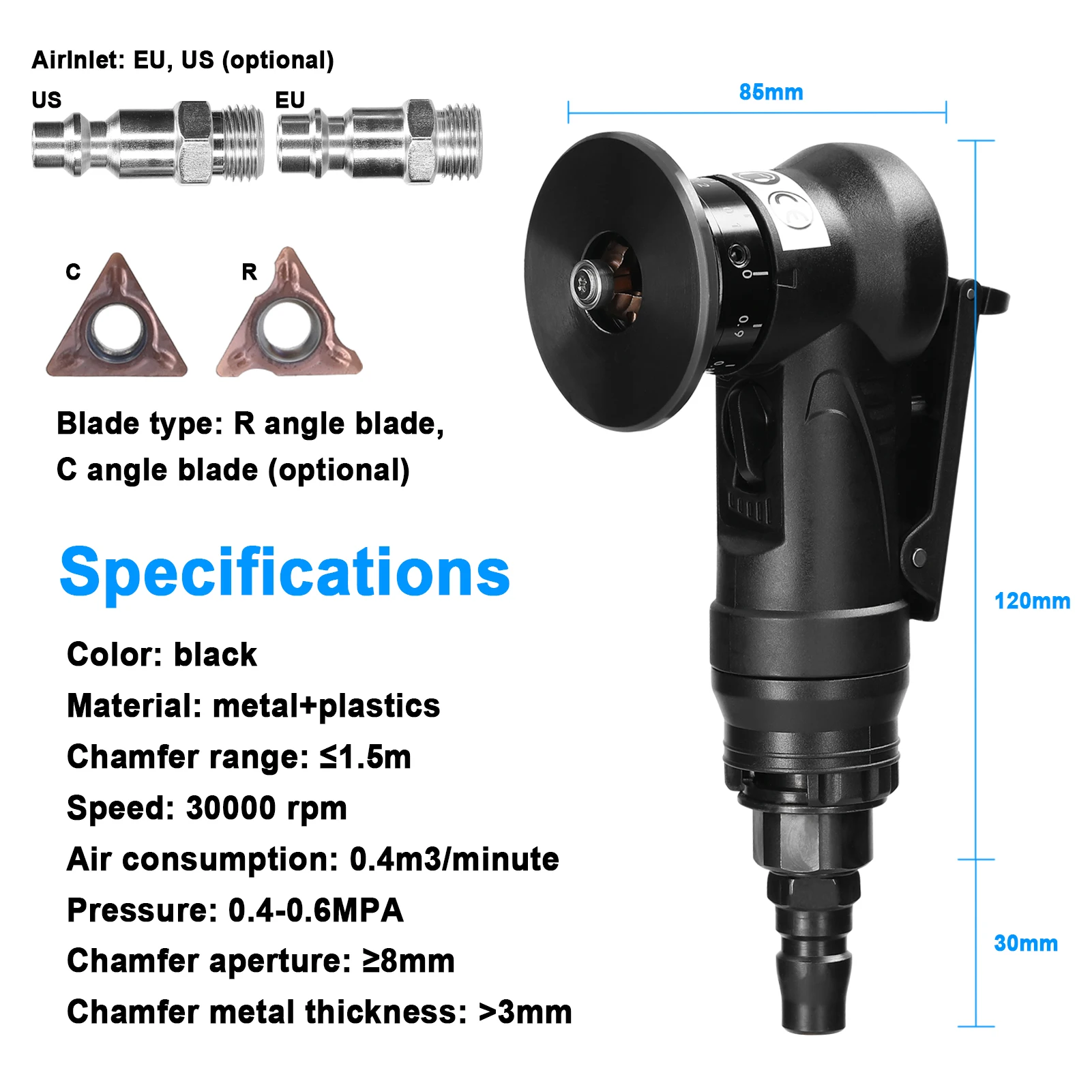 Handheld Grind Tool Pneumatic Carpenter Chamfering Tool Machine Metal Wood Acrylic Deburring Beveling Trimming Machine