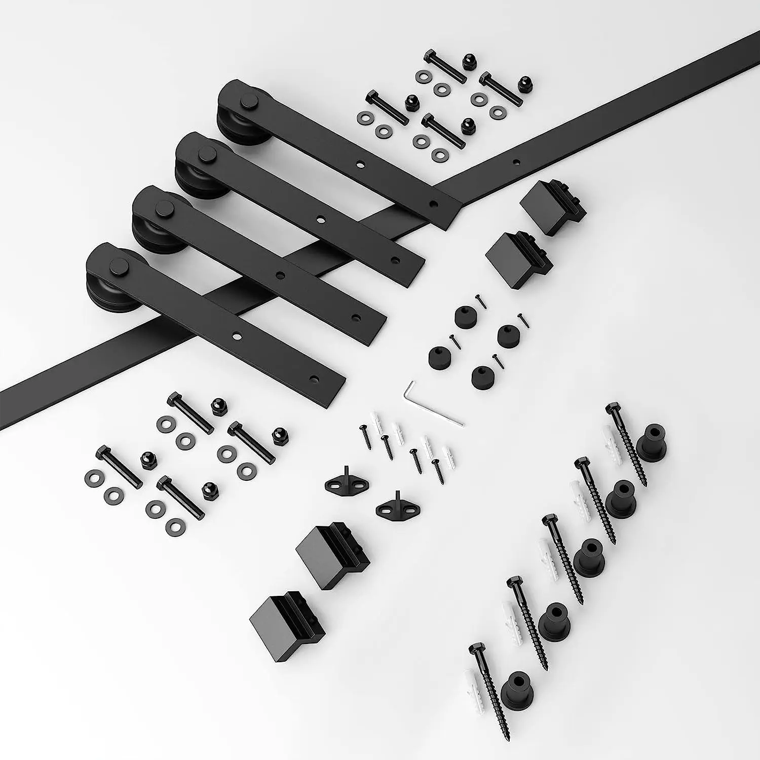 Imagem -05 - Lwzh Black Carbon Steel Sliding Barn Door Hardware 4-9.6ft Track Roller para Porta Dupla em Forma de i