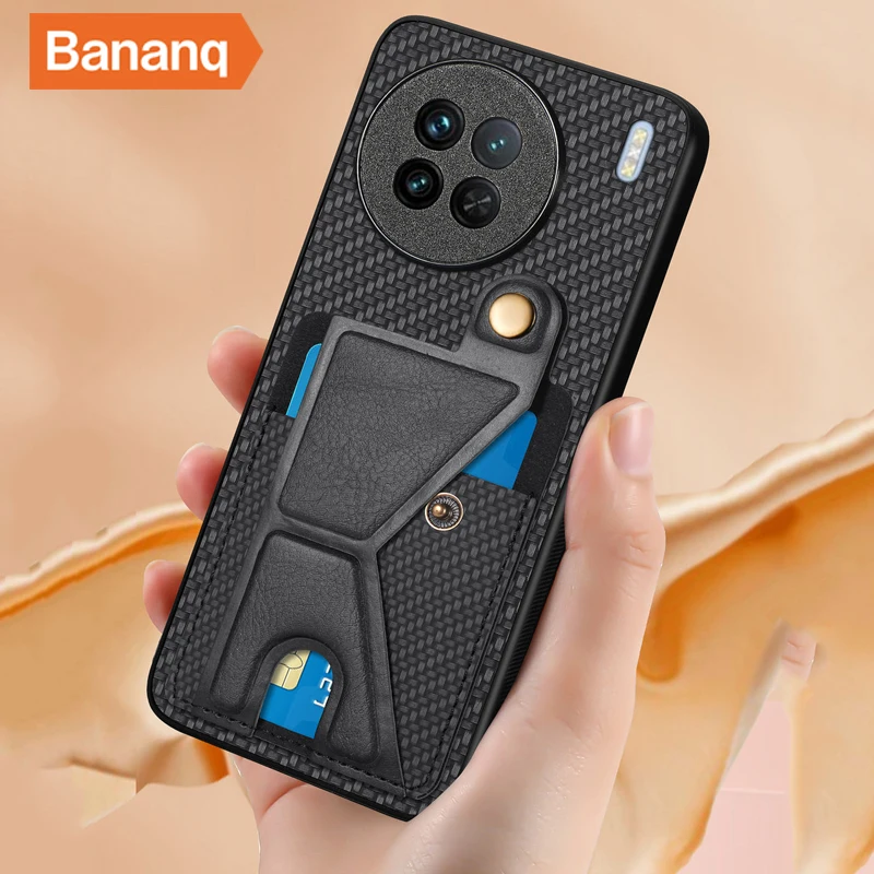 Bananq Card Wallet Case For VIVO Y3 Y11 Y12 Y15 Y16 Y17 Y20 Y21 Y30 Y35 Y53S Y55 Y70S Y72 Y73S Y75 T1 S7E Magnetic Leather Cover