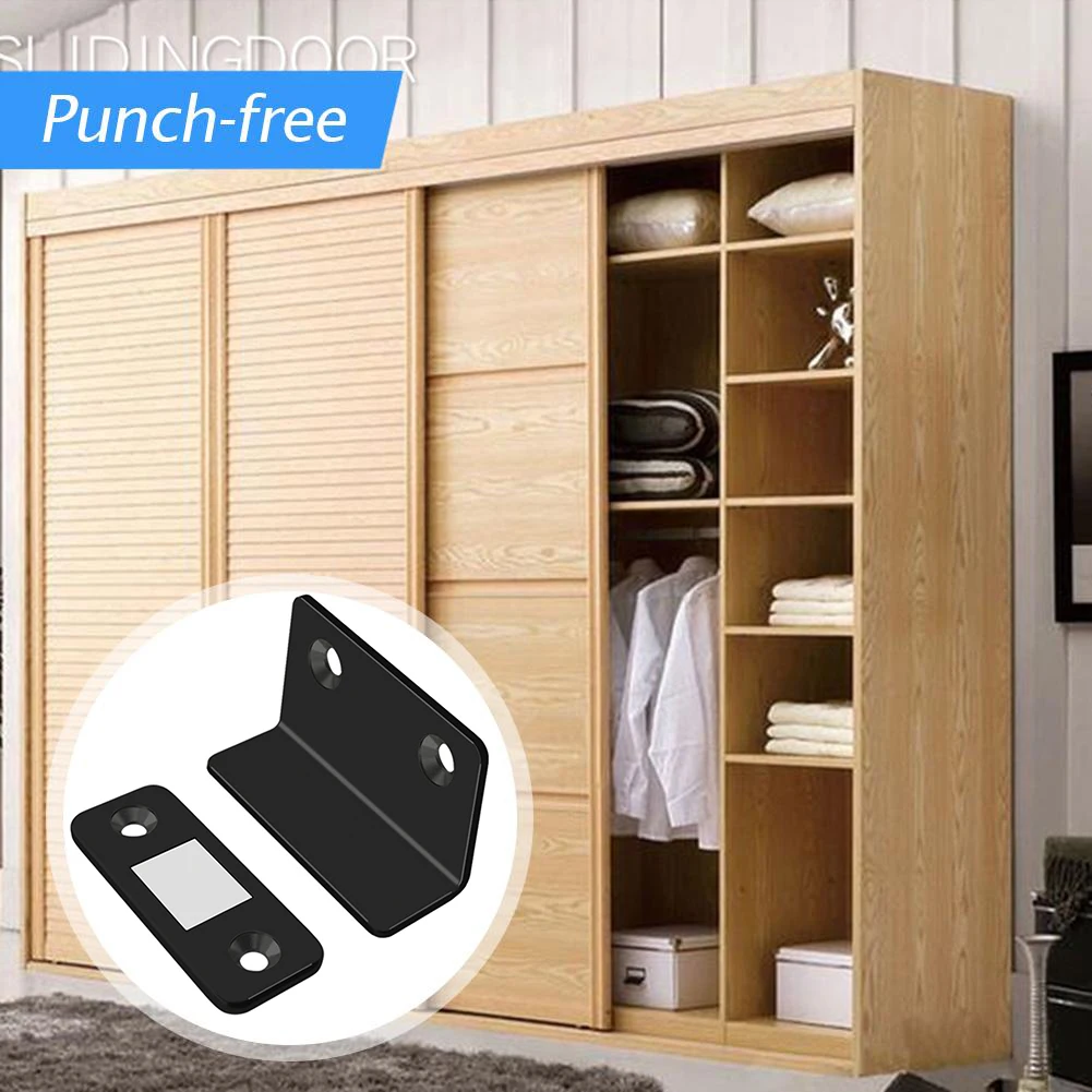 1-10Set L-Shaped Powerful Magnet Door Stops Convenient Cabinet Catches Easy Installation Simple Wardrobe Door Catch for Wardrobe