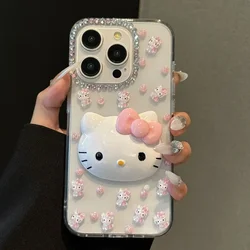 Kawaii Hello Kitty Cartoon DIY Phone Case Suitable for IPhone15 14 13 11 16 ProMax Girls Fully Covered Transparent Case 2025