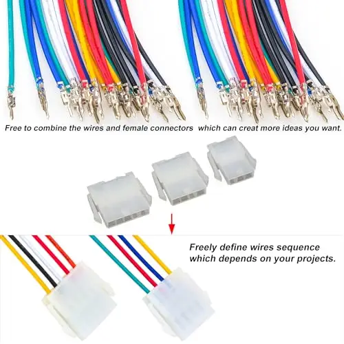 Conector de paso Mini-Fit Jr de 4,2mm con Cables de 20AWG, Molex Mini-Fit Jr de una sola fila, 1/2/3/4/5/6Pin 5557 (MX4.2-5557-Single)