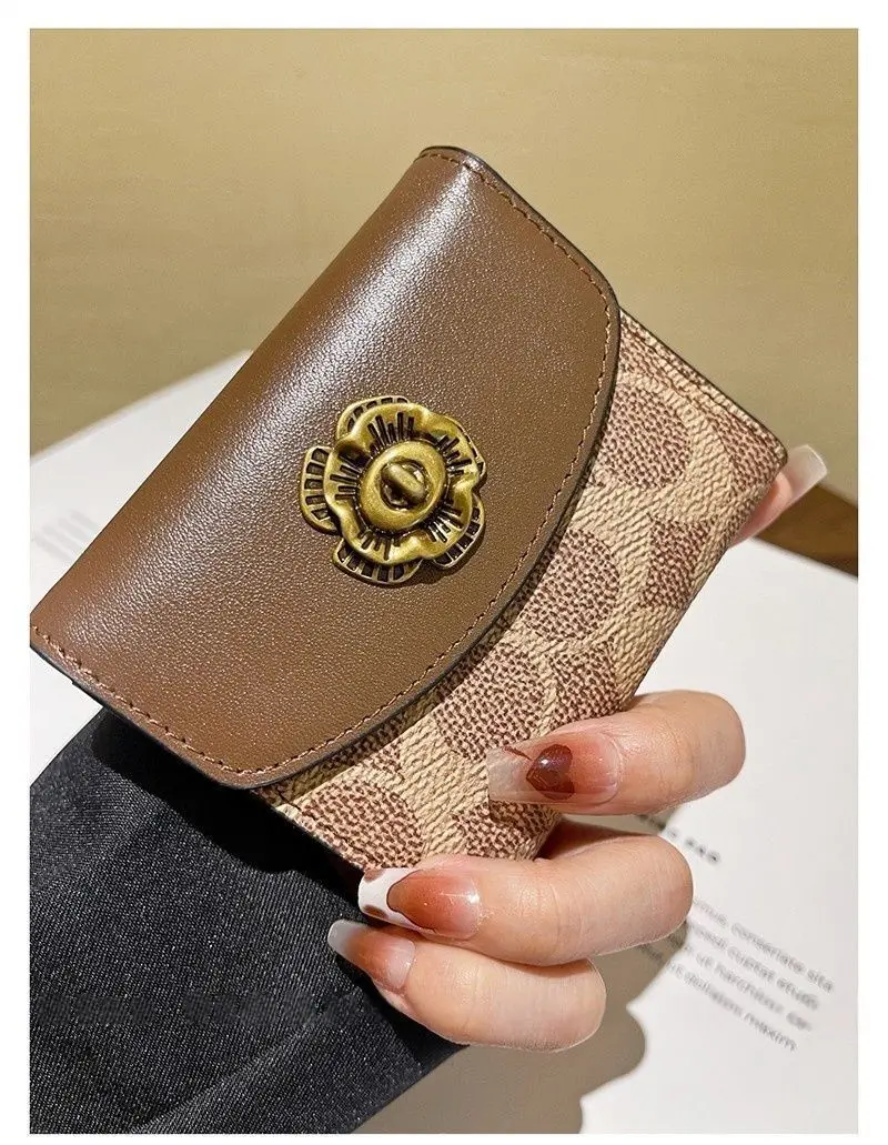 High End Camellia Organ Card Bag Exquisite Zero Wallet Multi Slot Light Luxury Retro Fashion Multi Functional Storage Wallet