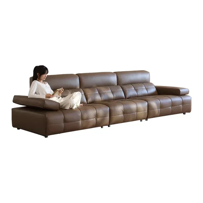 High backrest leather sofa Italian minimalist