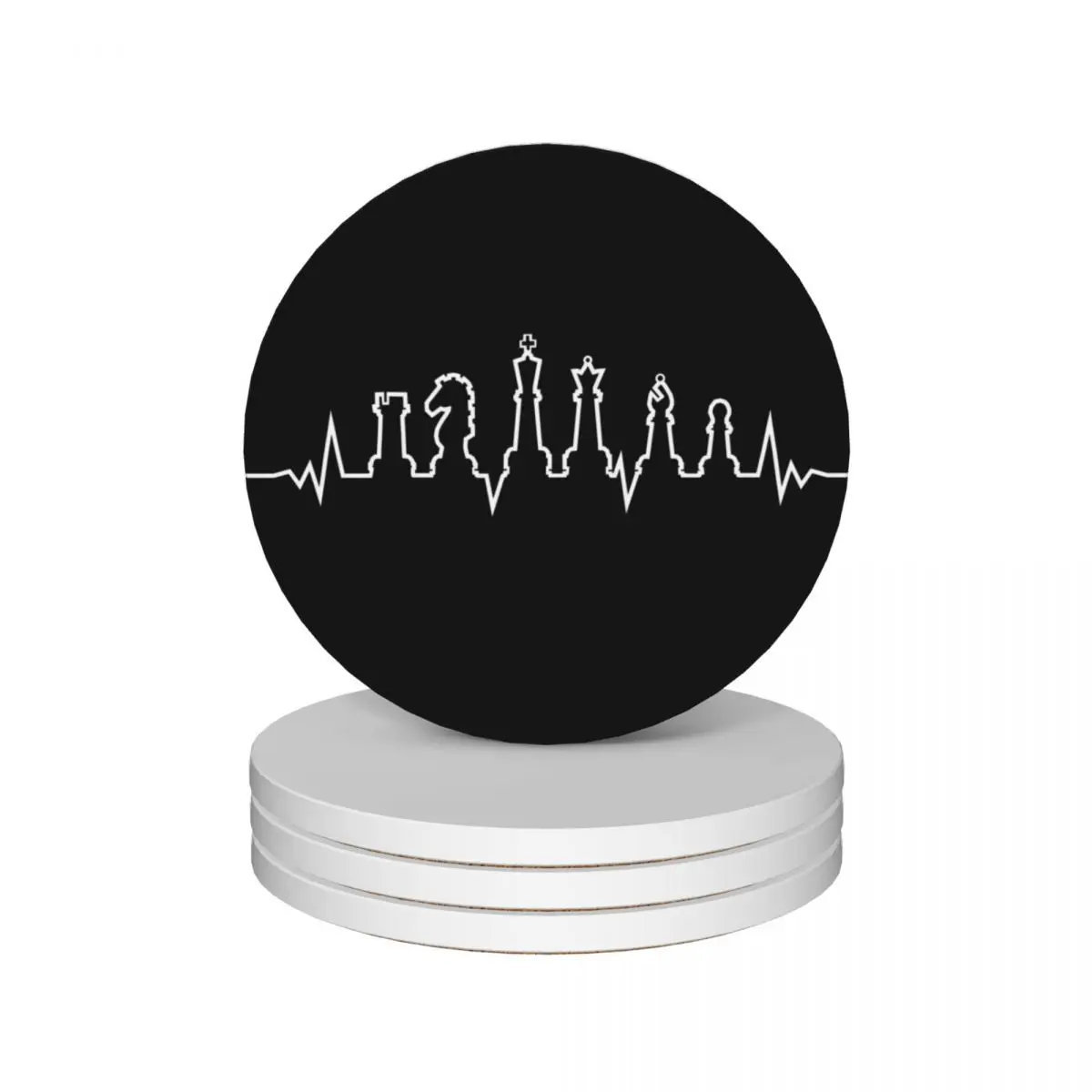 

Chess Heartbeat Gift for Chess Lovers and Chess Club Fans Ceramic Coasters (Set of 4) cute kitchen black funny ceramic Coasters