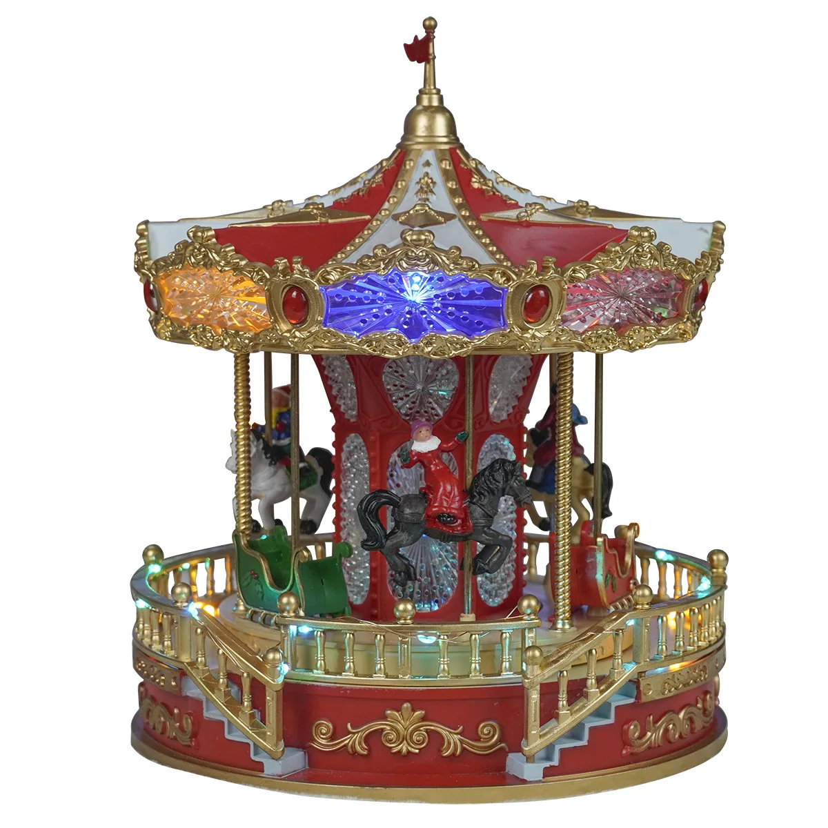 Red Christmas Carousel Music Box Playground Creative Ornaments Holiday Decoration Birthday Gifts