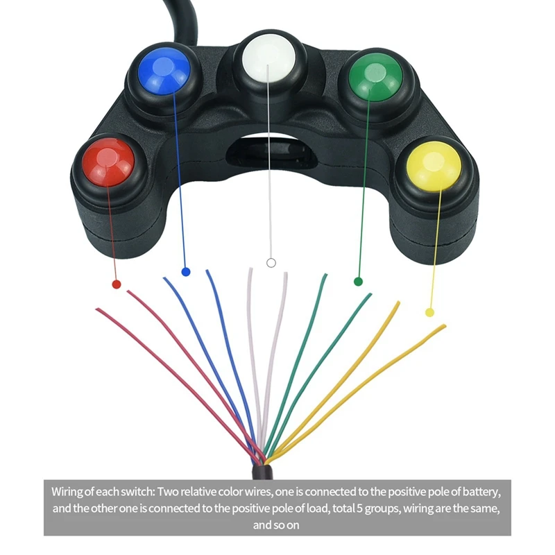 Universelle 5-Tasten-Motorradschalter 7/8-Zoll-22-mm-Lenker für Hupen scheinwerfer