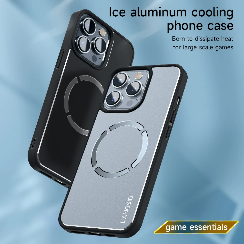 LANGSIDI Graphene Game Cooling Phone Case for iPhone 11 12 13 14 Pro Max XR 7 8 Plus Aluminum Alloy Super Heat Dissipation Cover