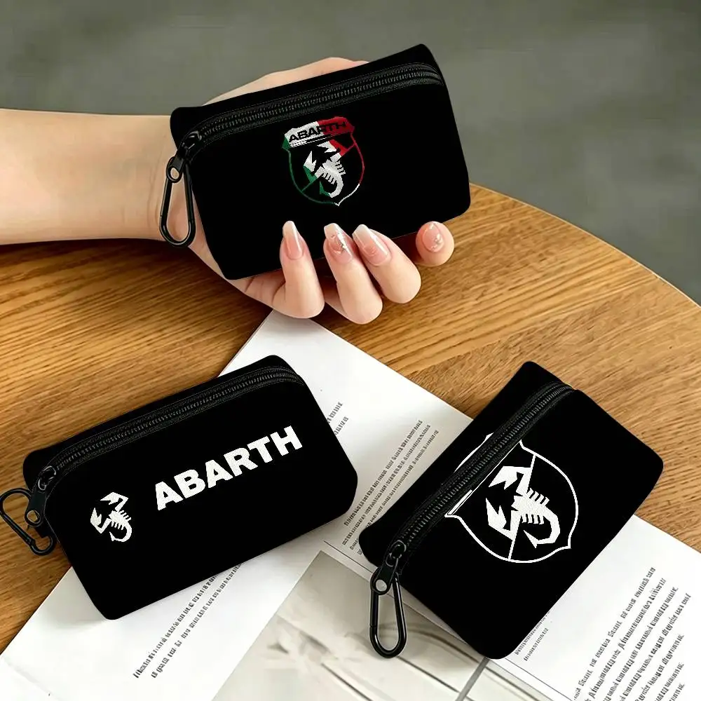 r-Abarths-w-Car Anti-fade Oxford Cloth Small Zipper Coin Bag Lightweight Hanging Wallet For Coins ID Cards