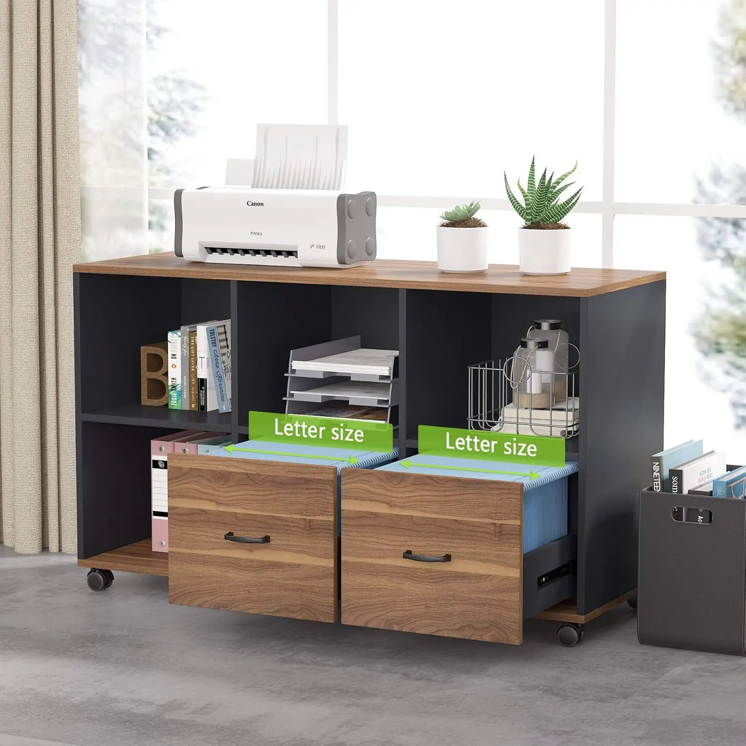 Tribesigns 55인치 임원용 책상 및 43인치 측면 파일 캐비닛, 서랍이 있는 L자형 컴퓨터 책상 홈 오피스 가구