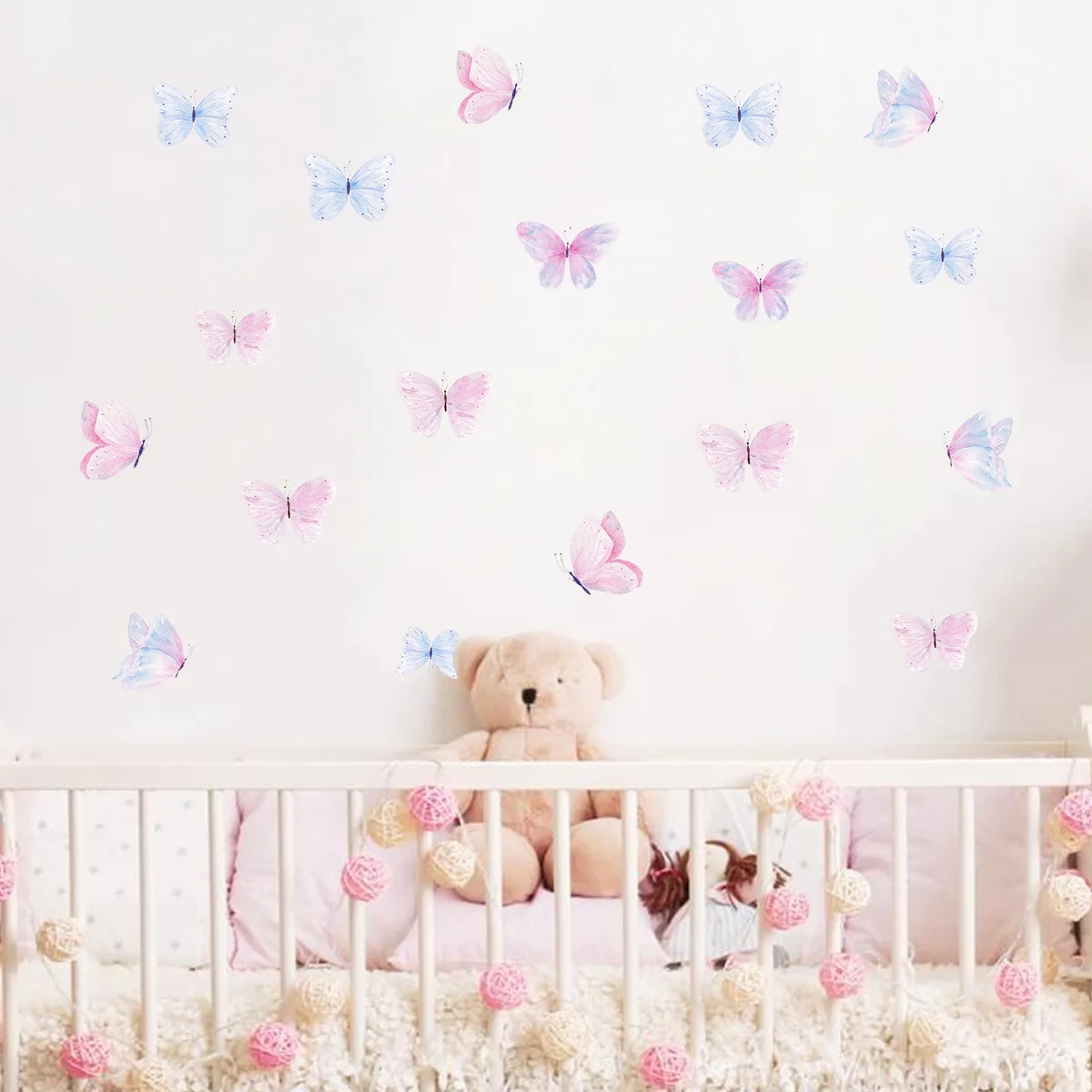 18pcs Colorful Butterfly Wall Stickers for Bedroom Living Room Background Wall Decor Movable Wall Decals Baby Girls Nursery Room