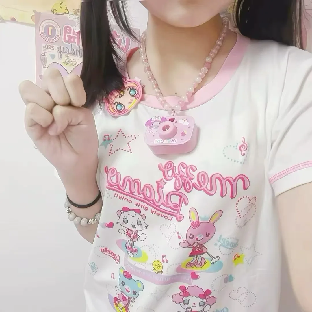 

Summer Princess Concert Printed Sweet Girl Short Sleeved T-shirt Loose Cute Core Y2k Top Japanese Cartoon Mp Daughter Clothing