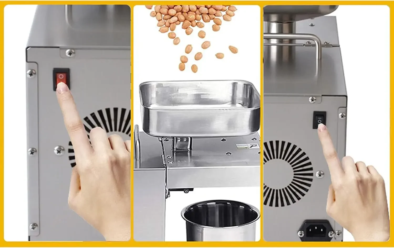 Automatic Oil Press Machine, 600W Automatic Cold Hot Oil Press Machine Cold Hot Oil Extractor Squeezer Stainless Steel Presser I